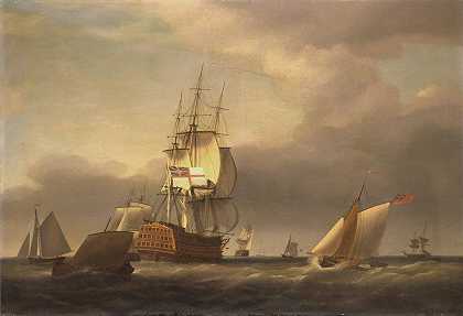 弗朗西斯·霍尔曼（Francis Holman）的《战争与小船的海景》（A Seascape with Men of War and Small Craft）