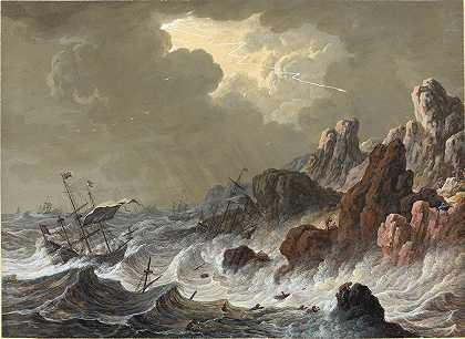 约翰·克里斯托夫·迪茨奇的《风暴倾覆的船只在落基海岸沉没》