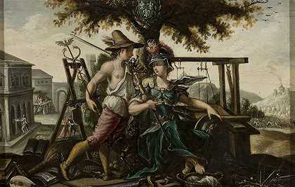 弗拉芒画家的《雅典娜与爱马仕的法国寓言》