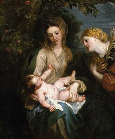 乔瓦尼·巴蒂斯塔·萨尔维·达·萨索费拉托的《圣母玛利亚与抱着金雀的婴儿》