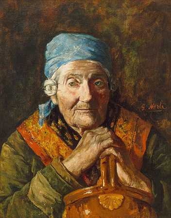 Girolamo Nerli的《一位老妇人》（研究）