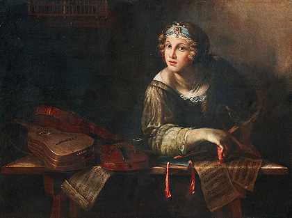Girolamo Scaglia的“带有乐器和乐谱的寓言人物”