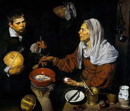 迭戈·贝拉斯克斯的《一个煮鸡蛋的老妇人》
