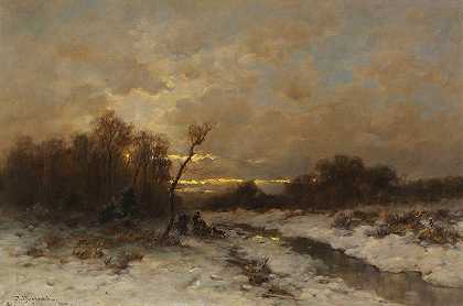 DésiréThomassin的《冬季风景与灌木丛收藏家》