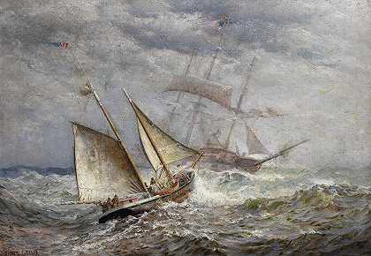 詹姆斯·盖尔·泰勒的《美国船只在海上相遇》