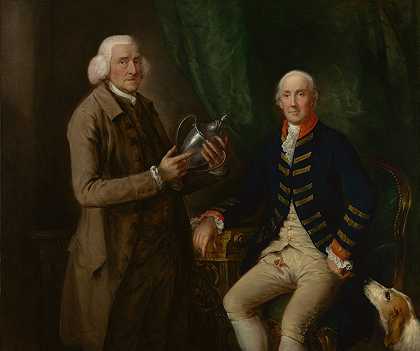 “第四代埃塞克斯伯爵威廉·安妮·霍利斯（William Anne Hollis）向沃特福德的托马斯·克拉特巴克（Thomas Clutterbuck）赠送奖杯的肖像……托马斯·盖恩斯伯勒