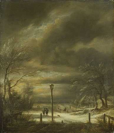 雅各布·范·鲁伊斯代尔（Jacob van Ruisdael）的《哈勒姆附近的冬季风景与灯塔》