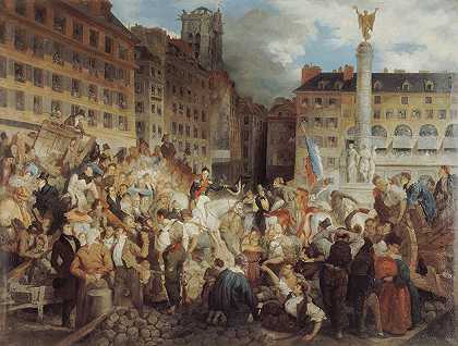 1830年7月31日，奥尔良公爵前往市政厅，穿过城堡广场。