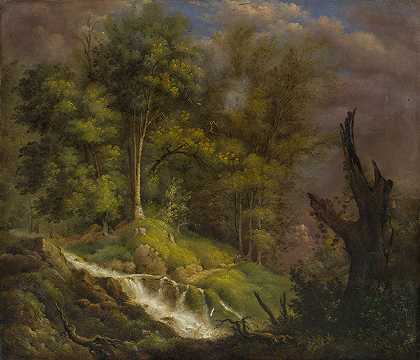 Isak Fürstenberger的《瀑布森林风景》