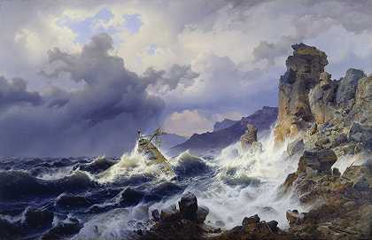 安德烈亚斯·阿肯巴赫《挪威海岸海上风暴》