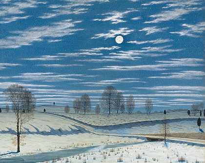 亨利·法勒《月光下的冬季场景》