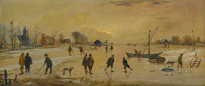 阿尔特·范德内尔（Aert van der Neer）的《有滑冰运动员和科尔夫选手的冬季风景，左边的村庄》