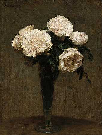 亨利·范丁·拉图尔的《花瓶里的玫瑰》