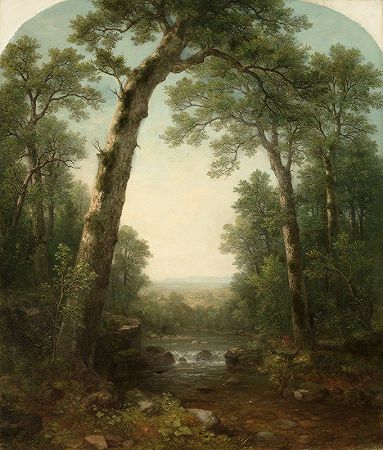 Asher Brown Durand的《森林溪流与Vista》