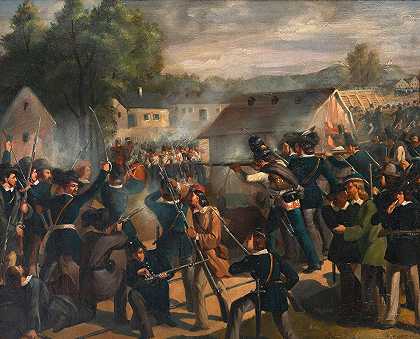 “1848年10月6日上午利奥波德施塔特的Taborbrücke战役”，作者：Bonaventura Emler