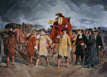 “恩斯特·鲁迪格·格拉夫·斯塔亨伯格参观了卡尔·伍辛格（Carl Wurzinger）的《洛文巴斯台》（1683）的防御工程