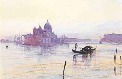 爱德华·李尔《威尼斯巴西诺河对面的圣玛丽亚·德拉致敬》