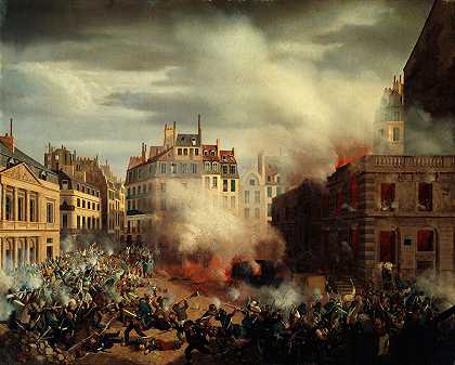 1848年2月24日，尤金·亨利·阿道夫·哈格纳（Eugène Henri Adolphe Hagnauer）在皇家宫殿广场（Place du Palace-Royal）放火焚烧城堡