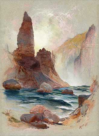 托马斯·莫兰（Thomas Moran）的《黄石塔瀑布塔》（Tower at Tower Falls，Yellowstone）