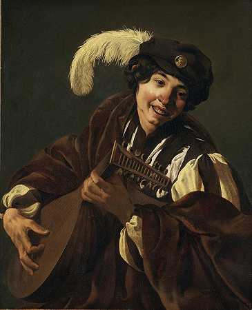 Hendrick Ter Brugghen的《一个男孩弹琵琶》