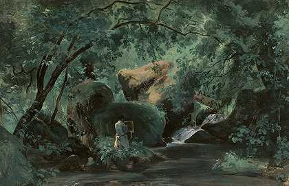 安德烈·吉鲁（AndréGiroux）的《森林内部与画家》（Civita Castellana）