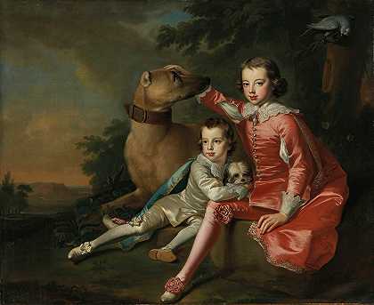 托马斯·哈德森（Thomas Hudson）的《罗克斯堡第二公爵罗伯特·科尔（Robert Ker）的儿子约翰和罗伯特的肖像》
