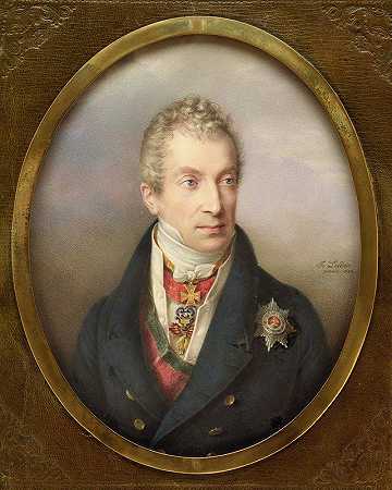 弗里德里希·约翰·戈特利布·利德的《克莱门斯·温泽尔·洛塔尔·冯·梅特涅王子》（1773–1859）