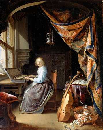 Gerrit Dou的《一个女人在弹琴》