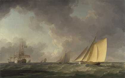 查尔斯·布鲁金（Charles Brooking）的“切割器在清新的微风中与其他船运紧密相连”