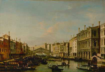 阿波罗尼奥·法奇内蒂的《威尼斯，通往里亚托桥的大运河》