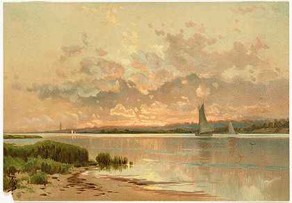 阿尔弗雷德·汤普森·布里彻的《日落，辛纳科克湾》