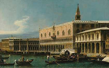 贝尔纳多·贝洛托的《威尼斯，马洛的风景，西望，公爵宫和广场南侧》