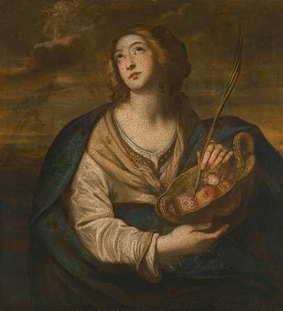 尼科尔·德·西蒙尼的《圣多萝西与一篮水果、鲜花和棕榈》