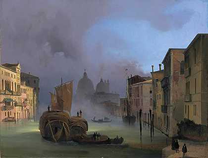 “大运河，威尼斯，来自Ponte Dell’accademia，Ippolito Caffei与Santa Maria Della致敬