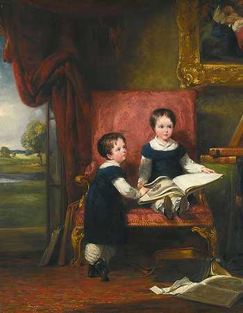 威廉·柯林斯（William Collins）《第四任纽卡斯尔公爵林恩统治下的双胞胎儿子查尔斯勋爵（1813-1894）和托马斯勋爵（1823-1882）》