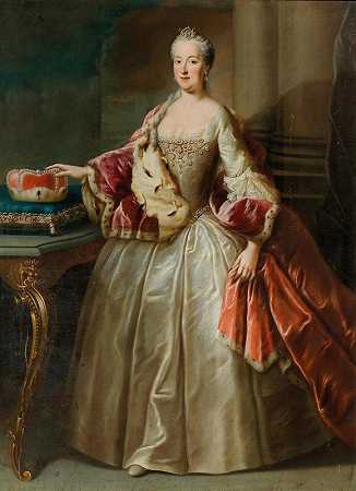“巴伐利亚公爵夫人玛丽亚·安娜的肖像，普法尔茨-苏尔兹巴赫公主（1722–1790），乔治·德斯马雷斯工作室