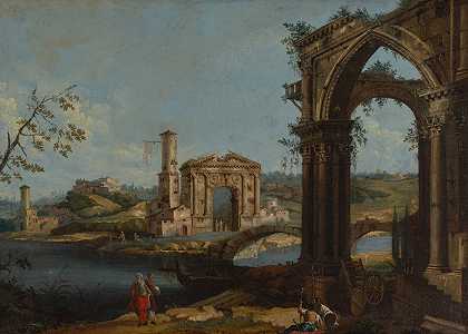 Gaetano Vetturali的《意大利废墟场景》