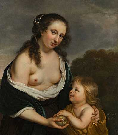 雅各布·凡·卢（Jacob Van Loo）《一对母子假扮维纳斯和丘比特》