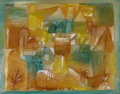 保罗·克利（Paul Klee）的《棕绿色立面》（Façade Brown Green）