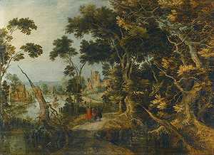 吉利斯·克莱斯《基督和他的门徒在通往艾玛的路上的风景》