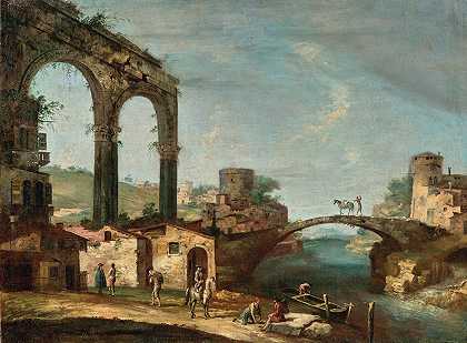 弗朗西斯科·阿尔博托（Francesco Albotto）在河边的一座桥上留下了经典的废墟和人物