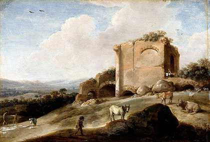 查尔斯·科内利斯·德·胡奇《罗马废墟风景》