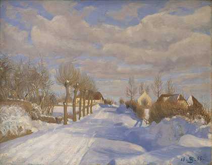 弗里茨·西伯格《阳光下的白雪覆盖的公路》