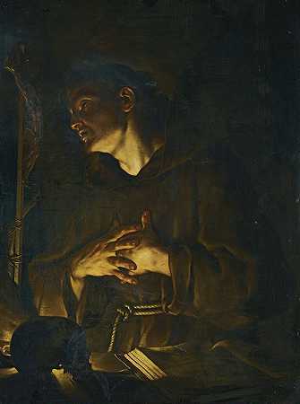 弗朗西斯科·特雷维萨尼的《圣方济各在烛光下的十字架前祈祷》