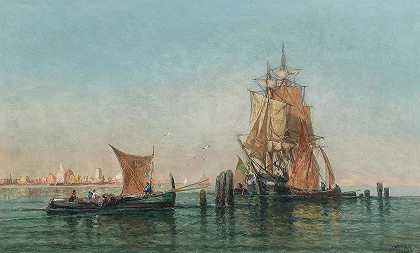 朱尔斯·韦尼尔的《威尼斯，泻湖中的贸易船只》