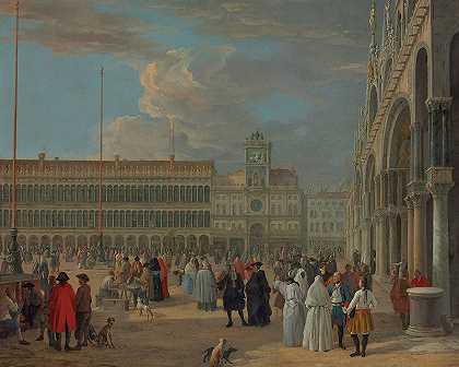 卢卡·卡莱瓦里js《威尼斯圣马可广场与托雷·戴尔奥罗吉奥之景》