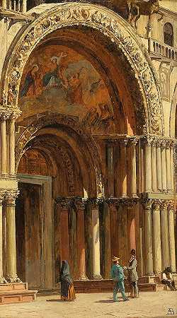 “威尼斯，圣马可大教堂的入口”