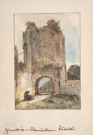 弗朗索瓦·马吕斯·格拉奈的《僧侣坐在一座废墟的大门前》