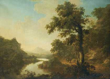 托马斯·罗伯茨（Thomas Roberts）的《小径上有人物的森林河流风景》
