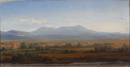 “阿尔巴诺山脉的景色。Gustaf Wilhelm Palm的研究